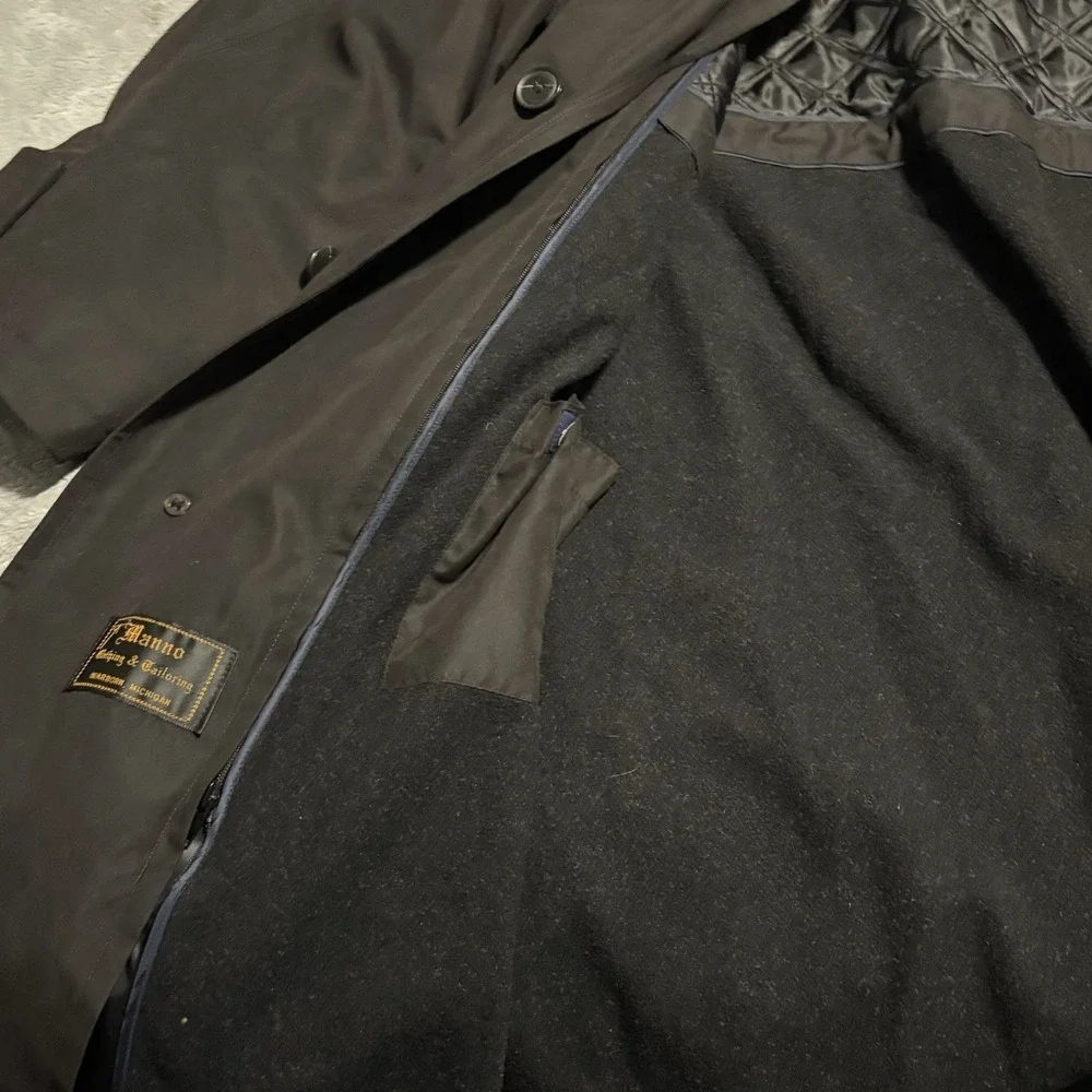 Newport Harbor Mens Trench Coat 44R Black All Weather Lining Long